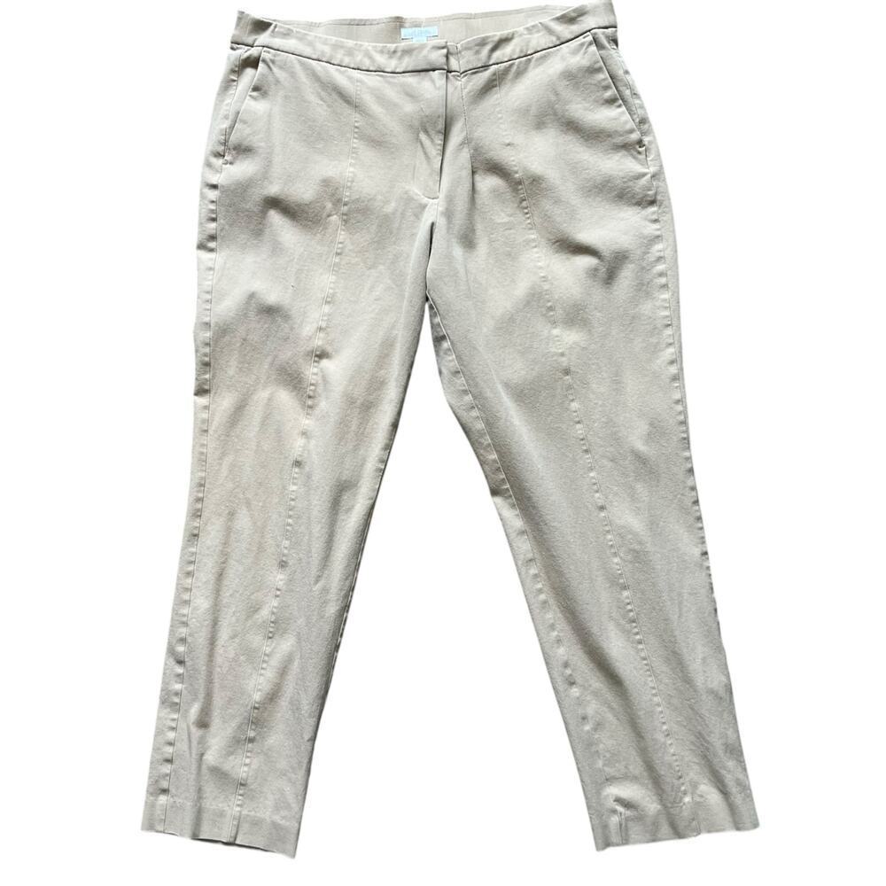 J.Jill Women’s Stretch Tapered Pants Sz16 Beige Ankle Length Pull-On Comfort Fit